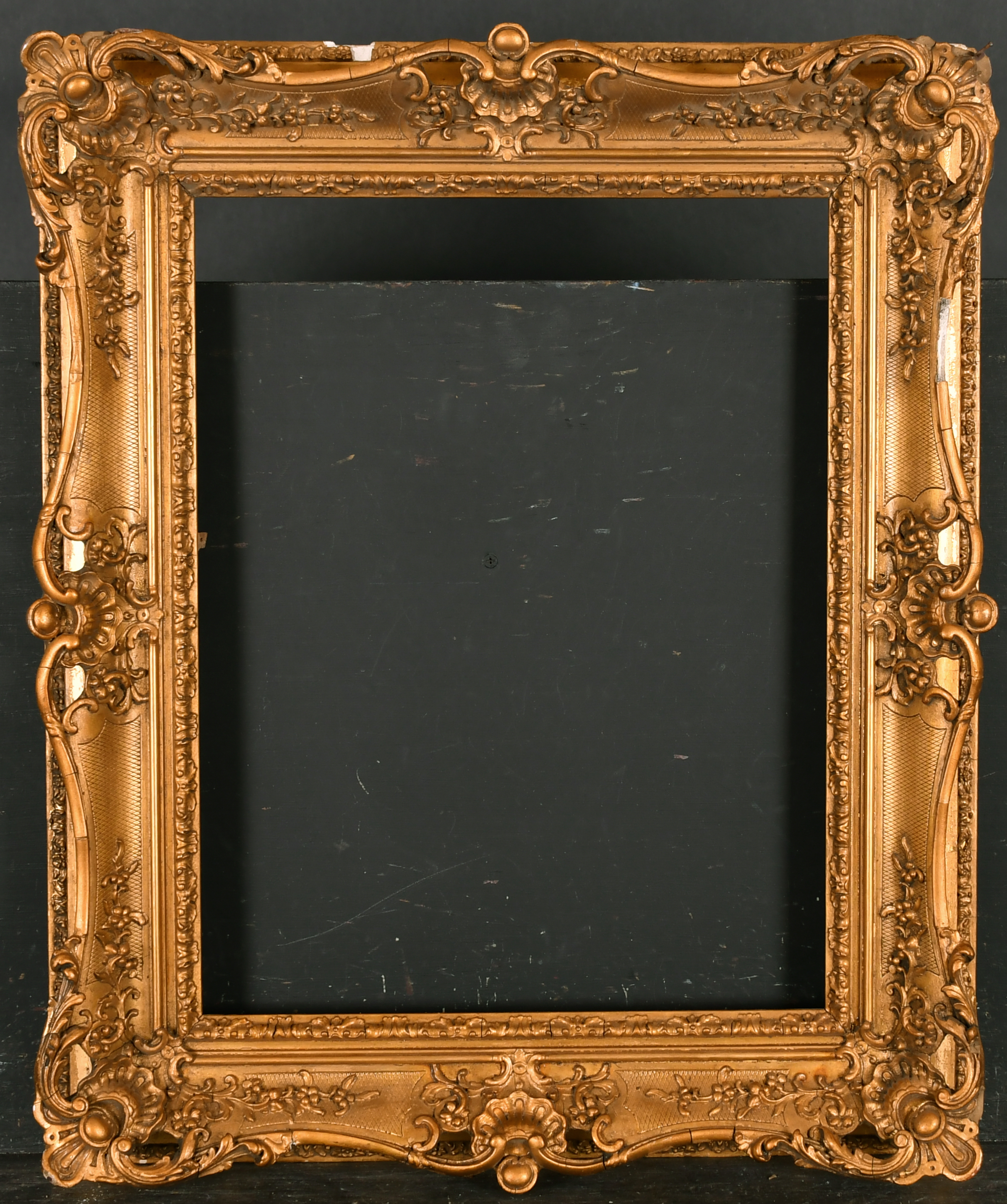 19th Century English School. A Painted Composition Frame, with swept and pierced centres and - Image 2 of 3