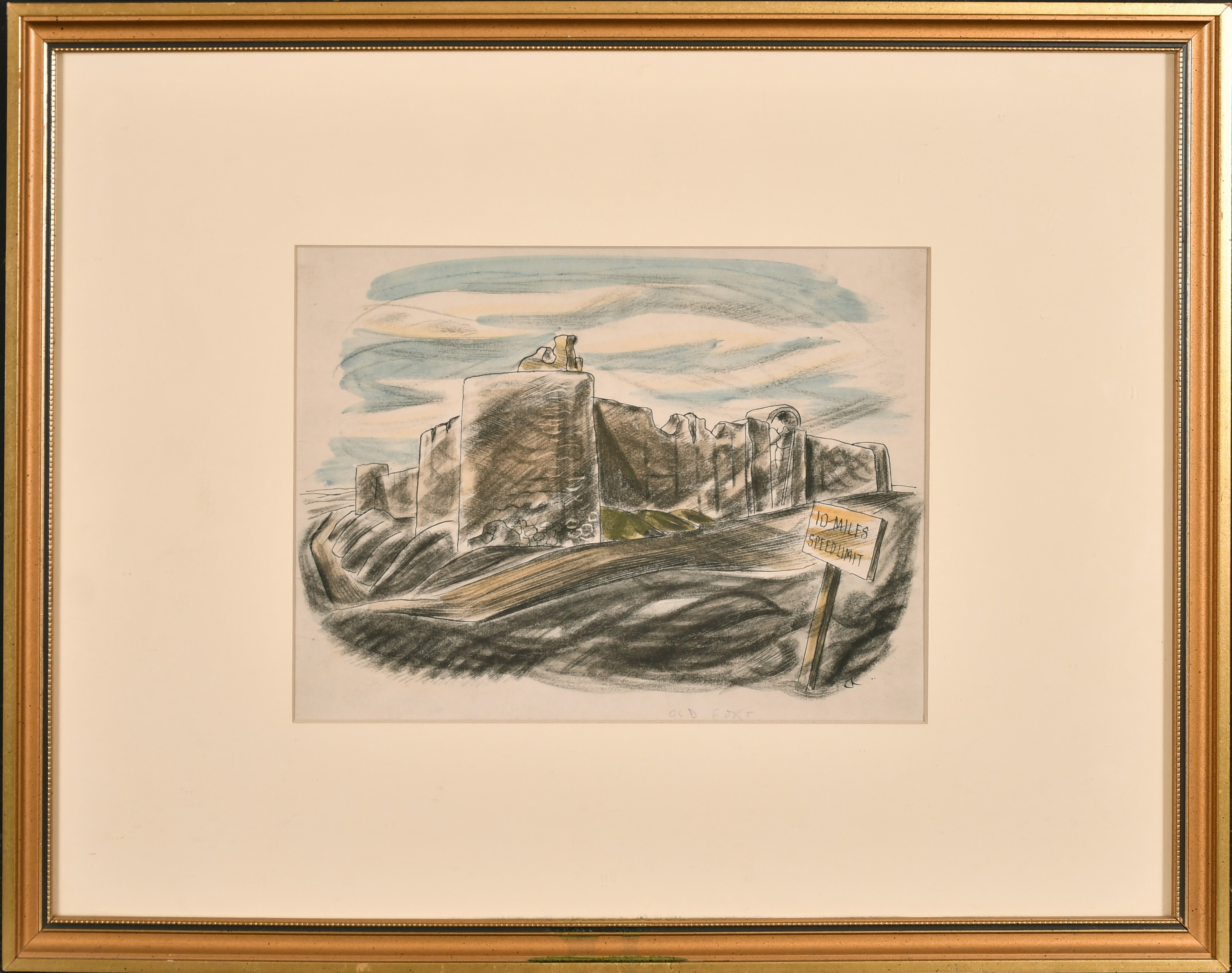 Cecil Keeling (1912-1976) British. "Fort Near Qum" (Qom), Lithograph, Inscribed in pencil, 7.25" x - Bild 2 aus 8