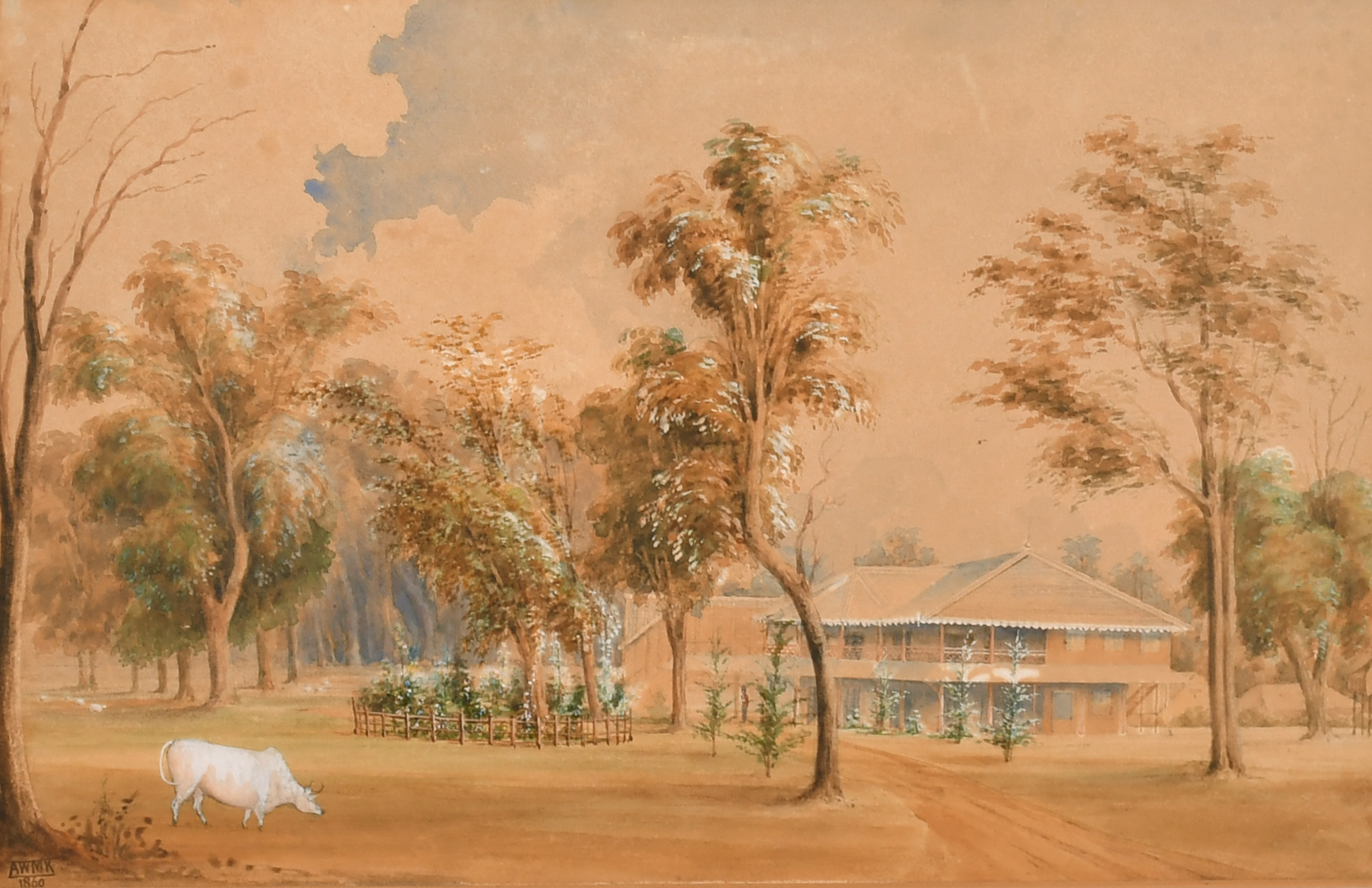 A W M K (19th Century) British. A Topographical Landscape with a Distant House, Watercolour, - Image 2 of 7