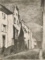 James McNeill Whistler (1834-1903) American. "Street at Saverne", Etching, Inscribed verso, unframed