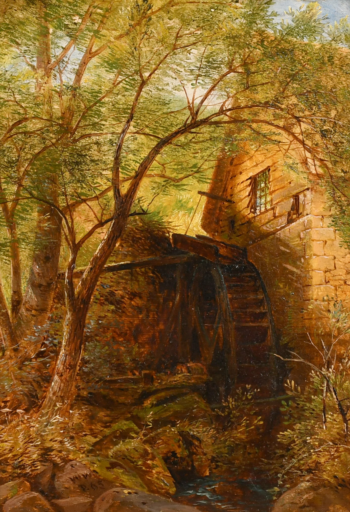 William Williams of Plymouth (1808-1895) British. A Mill House, Oil on board, Signed with initials