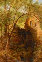 William Williams of Plymouth (1808-1895) British. A Mill House, Oil on board, Signed with initials