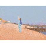 Lionel Bulmer (1919-1992) British. "Towards Southwold", Oil on board, Inscribed on labels verso, 12"