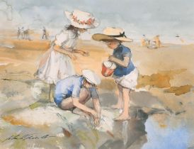 John Strickland Goodall (1908-1996) British. "Summer Holidays", Watercolour, Signed, 5.25" x 6.