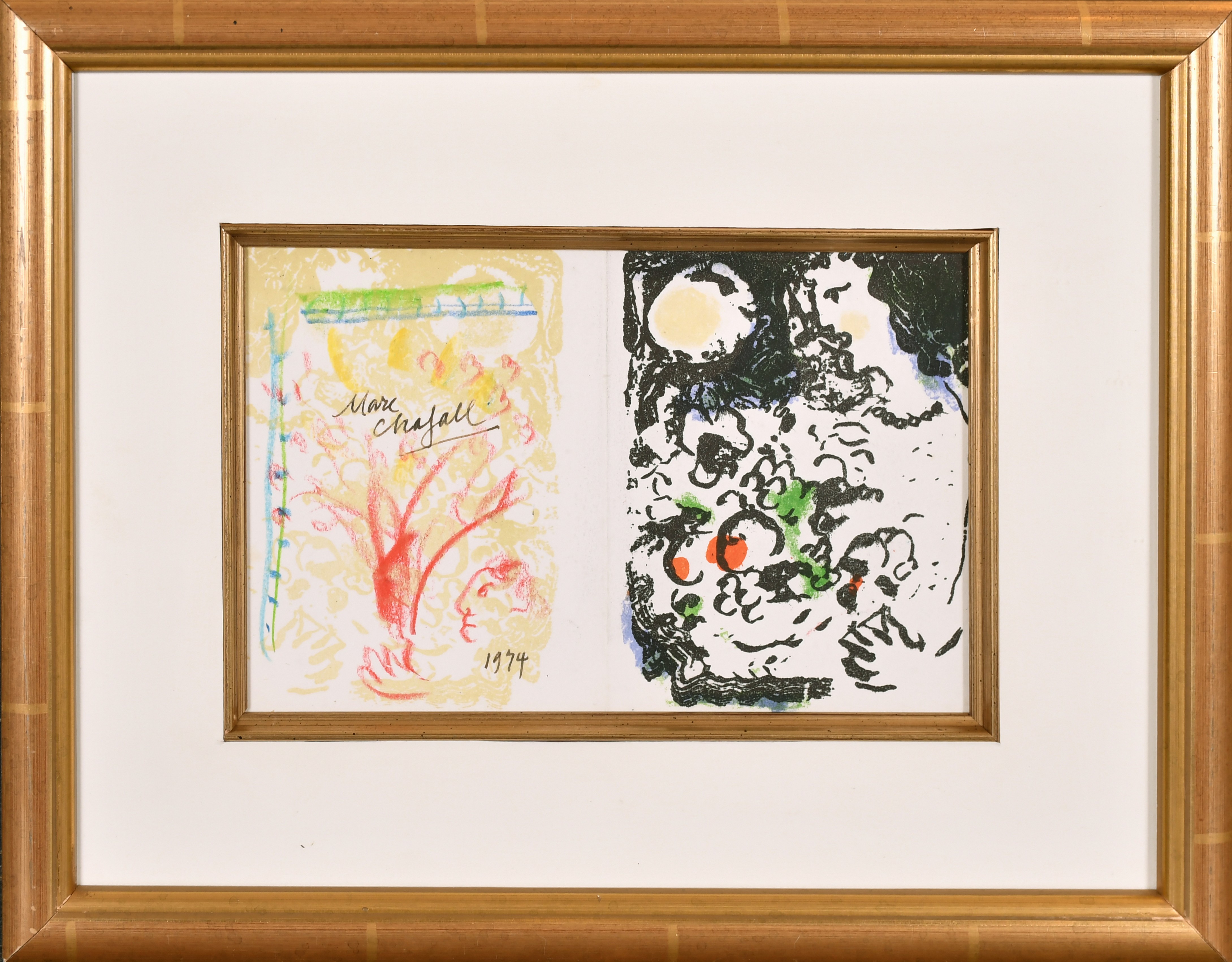 Marc Chagall (1887-1985) French. "Carte de Voeux, 1974", Lithograph on folded card, Signed and dated - Image 2 of 4