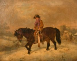 Hillyard (19th Century) British. A Young Boy on a Pony Carrying Dead Game, Oil on canvas, Signed and