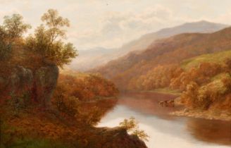 William Mellor (1851-1931) British. "On The Wharfe", Oil on canvas, Signed, and inscribed on a