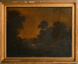 Late 18th Century English School. Cattle in a Landscape, Oil on canvas, In a hollow gilt frame,
