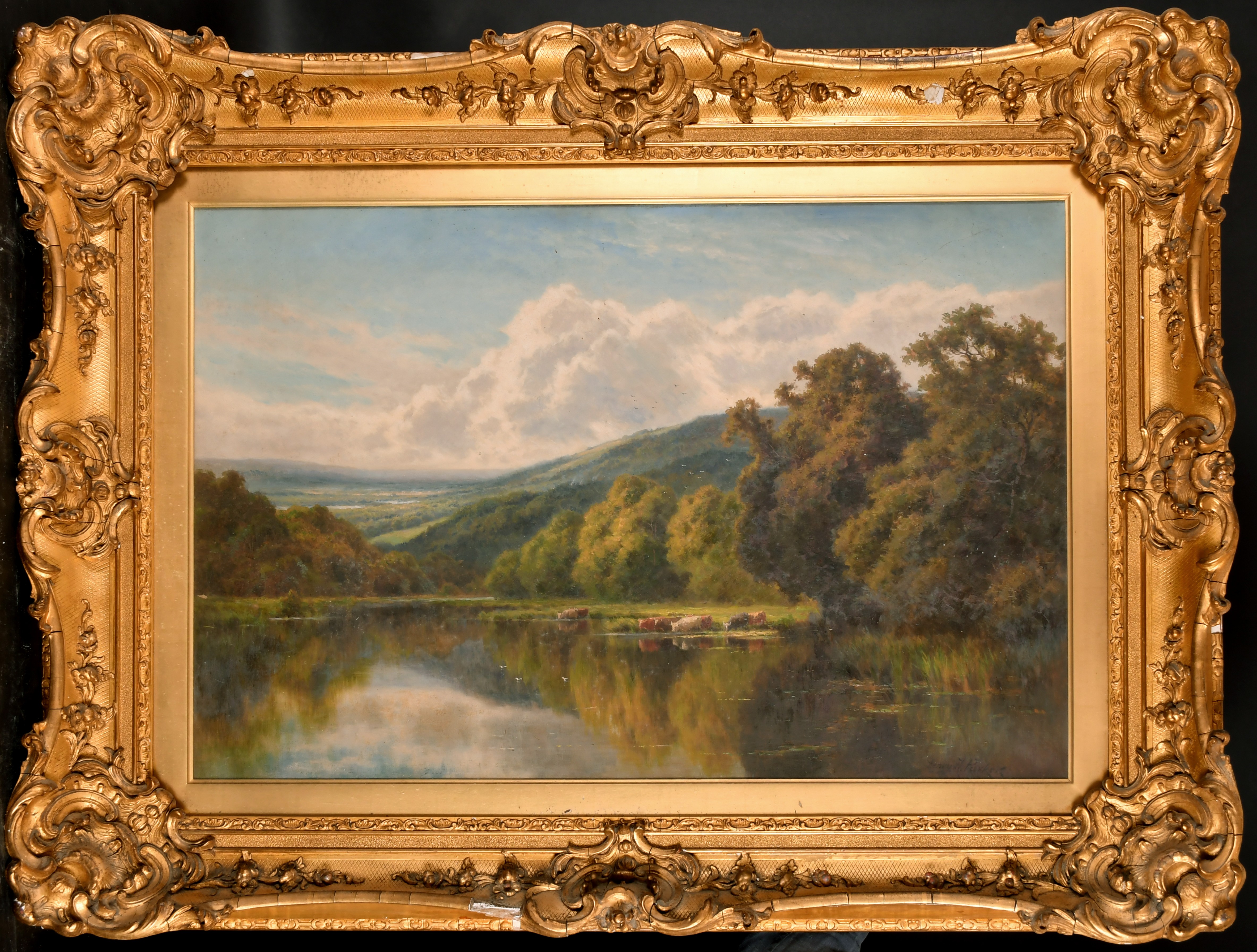 Henry Deacon Hillier Parker (1858-1930) British. "Nature's Mirror", Oil on canvas, Signed, and - Image 2 of 5