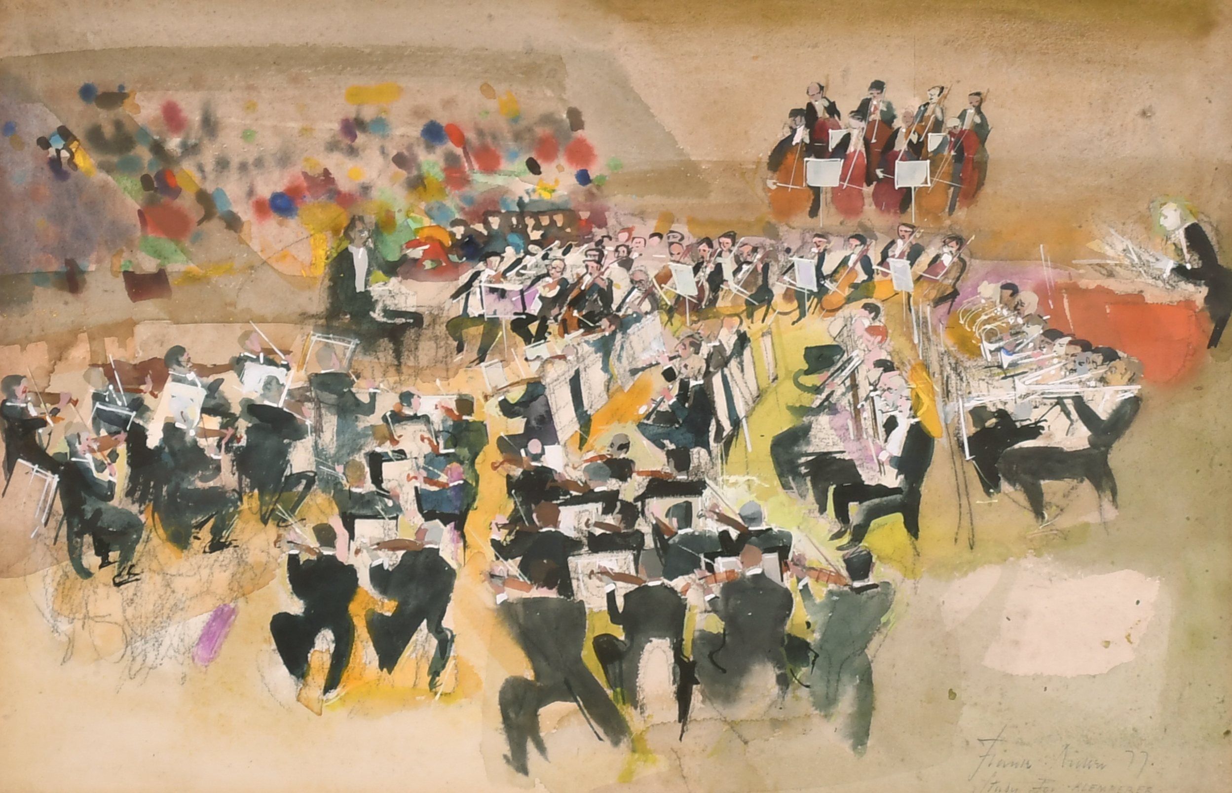 Frank Austen (20th Century) European. "Study for Klemperer", Watercolour, Signed, inscribed and