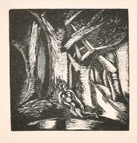 Paul Nash (1889-1946) British. 'Places', Wood Engraving c.1921 edition of 60, with blindstamp of the