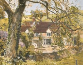 John Strickland Goodall (1908-1996) British. 'Lawn Cottage', Watercolour, Signed, 13.5" x 17.5" (