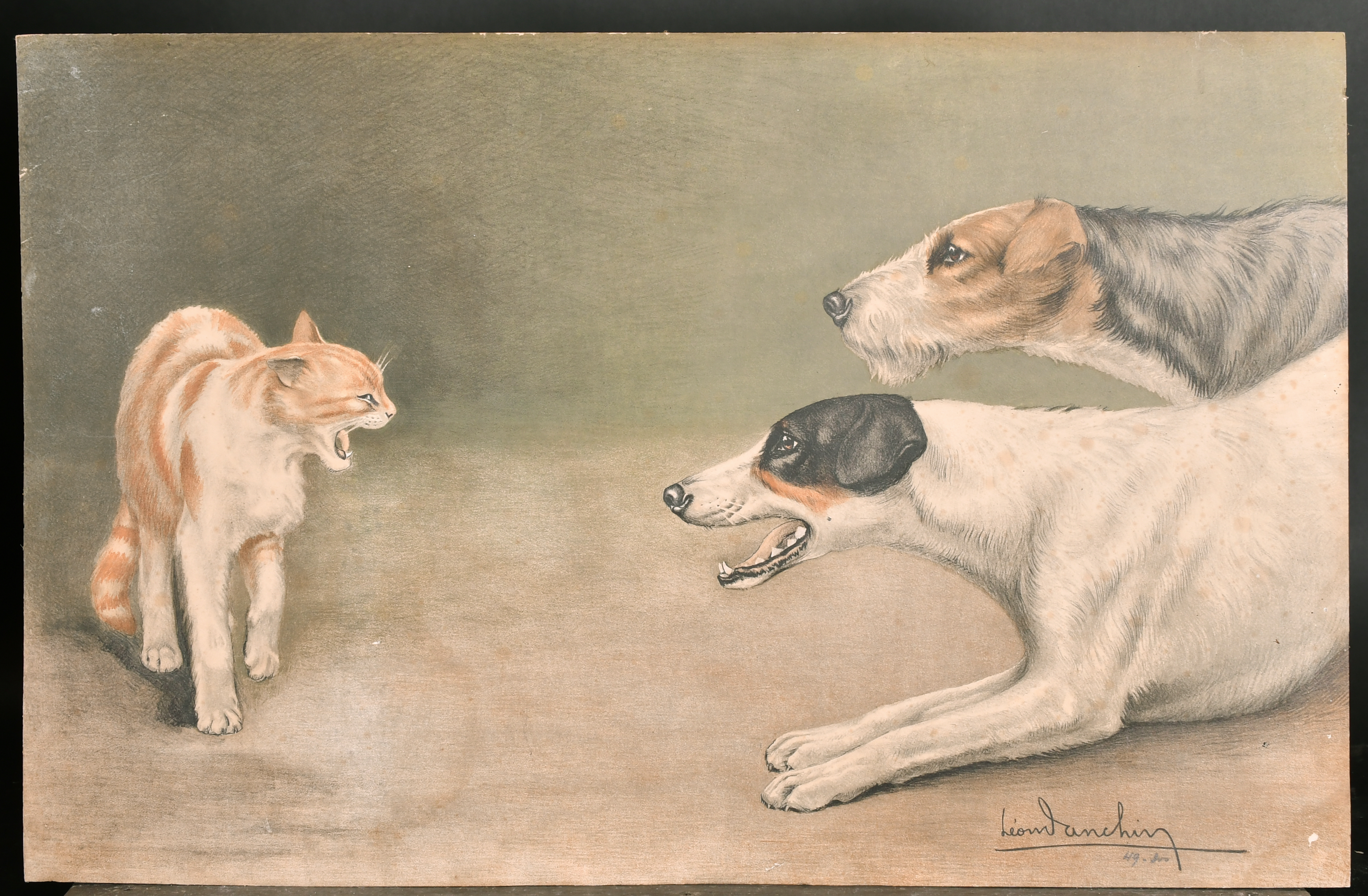 Leon Danchin (1887-1938) French. Terriers and Cat, Print, Numbered 49/300 in pencil, unframed 19. - Image 2 of 4