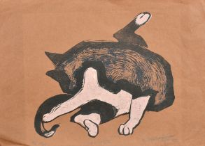 Percy Drake-Brookshaw (1907-1993) British. "Nine Lives (12)", Woodcut on Japanese paper, Signed,