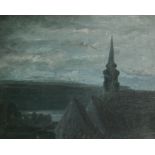 Early 20th Century European School. A Townscape at Dusk, Oil on board, 22.75" x 28" (57.8 x 71.1cm)