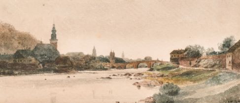 John Thomas Selwin Ibbetson (1784-1869) British. "Heidelberg", Watercolour, Signed with initials,