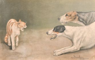 Leon Danchin (1887-1938) French. Terriers and Cat, Print, Numbered 49/300 in pencil, unframed 19.