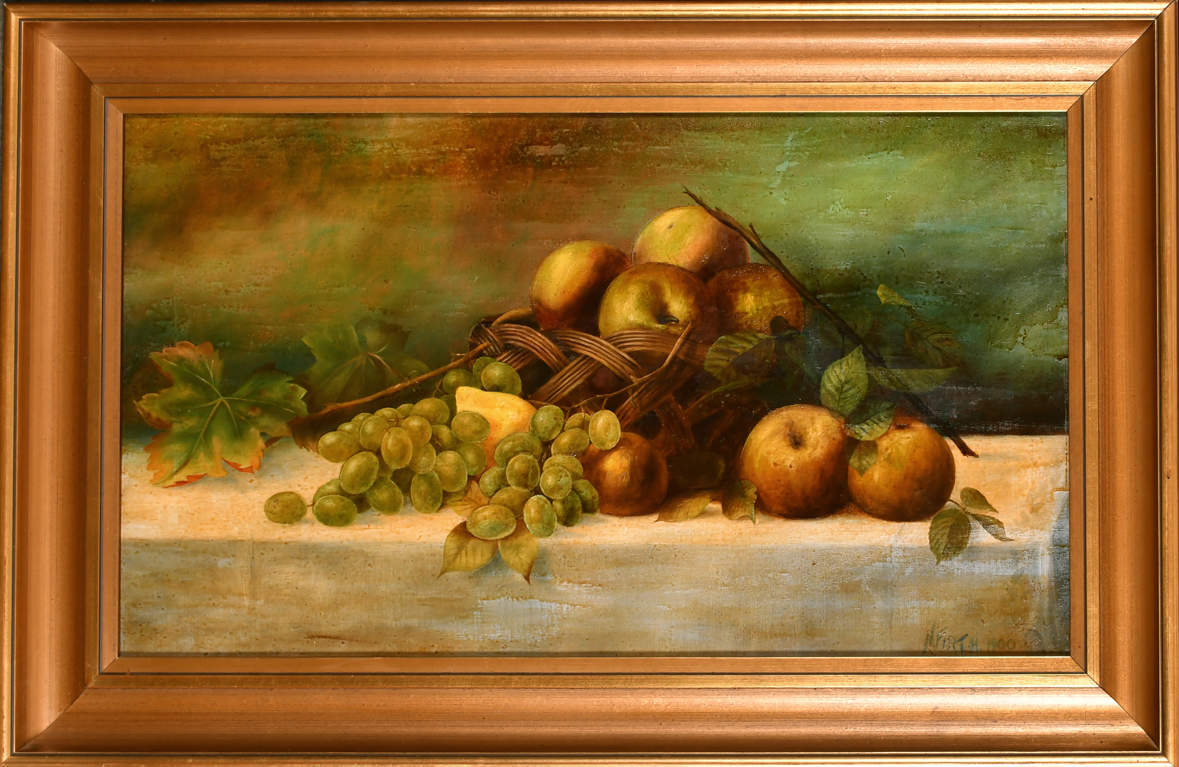 N Firth (19th-20th Century) British. Fruit by a Wicker Basket, Oil on canvas, Signed and dated 1900, - Image 2 of 4