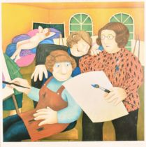 Beryl Cook (1926-2008) British. "The Art Class", Lithograph, Signed in pencil, mounted unframed 16.