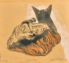 Percy Drake-Brookshaw (1907-1993) British. "Nine Lives (1)", Woodcut on Japanese paper, Signed,