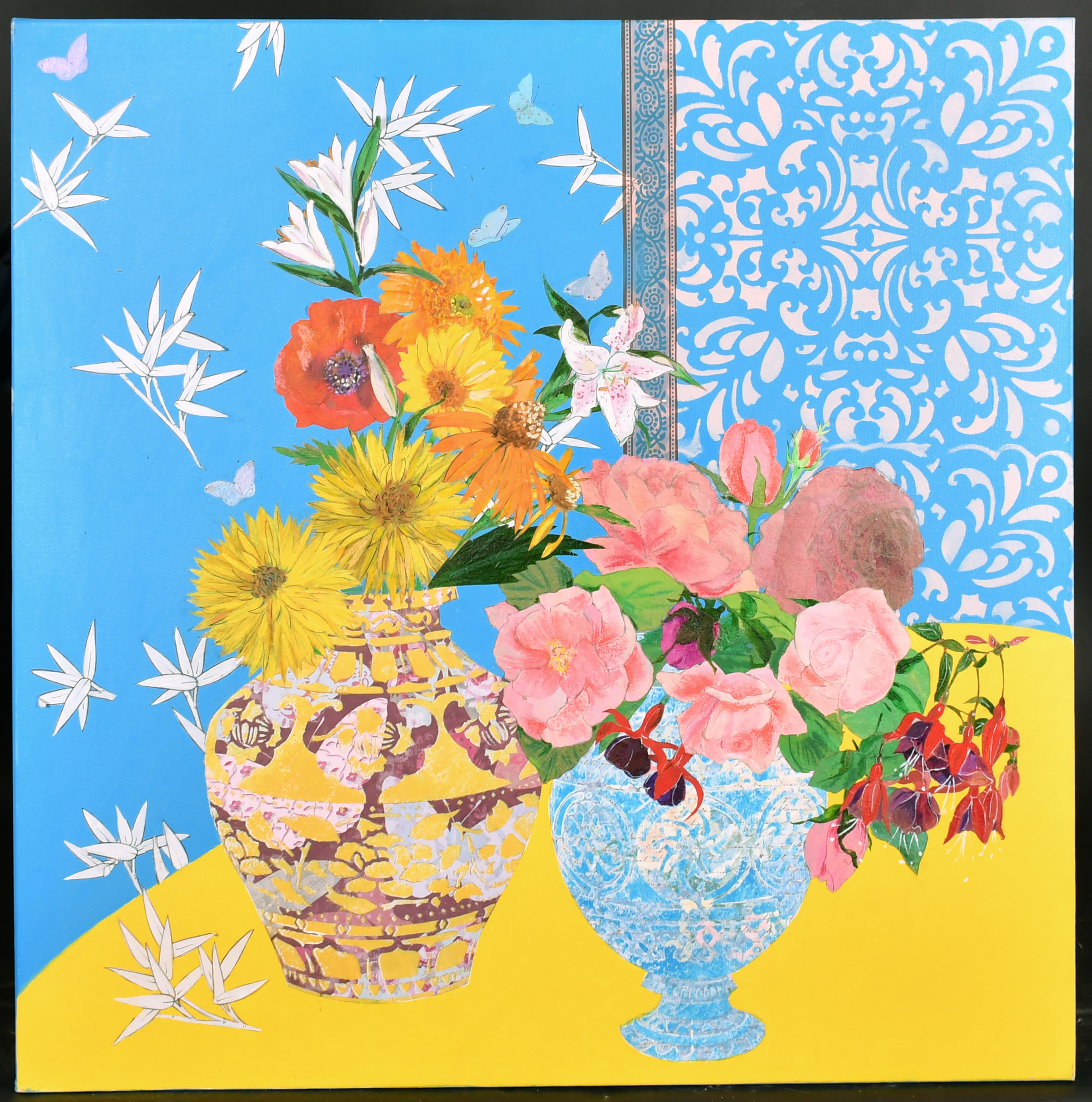 20th-21st Century English School. Still Life of Flowers in Vases, Oil on canvas, unframed 29.75" x - Image 2 of 4