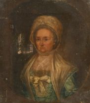 19th Century English School. Bust Portrait of a Lady, Oil on canvas, Painted oval, unframed 10.25" x