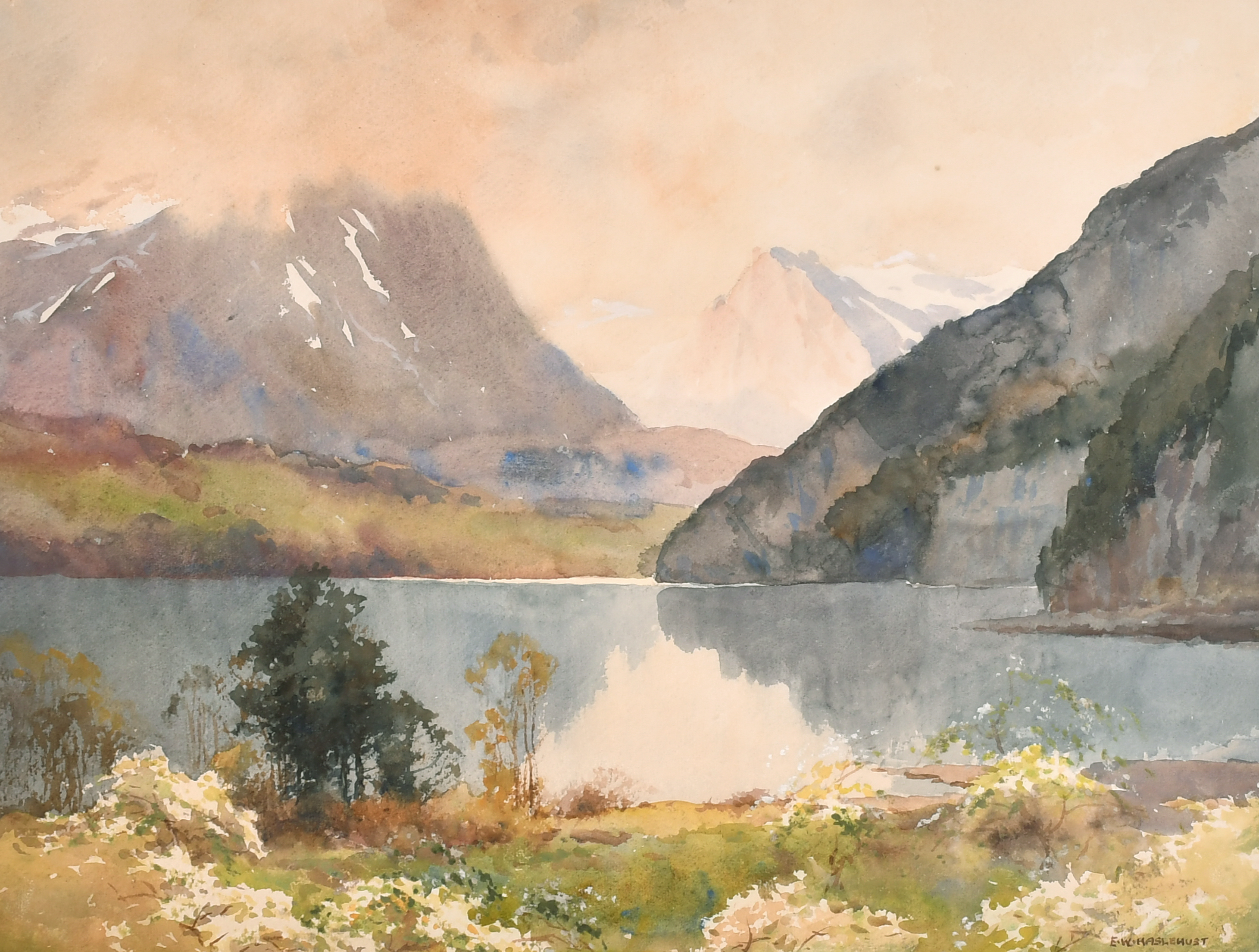 Ernest William Haslehust (1866-1949) British. A Highland Landscape, Watercolour, Signed, and