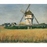 Attributed to Rafael Llimona Benet (1896-1957) French. Study of a Windmill, Oil on board, Signed,