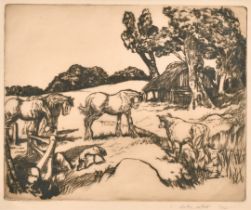 Anton Lock (1893-1970) British. "Bear Alley", Etching, Signed and inscribed 'imp' in pencil, 8" x