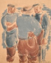 Kay Anderson (20th-21st Century) British. The Fishermen, Lithograph, Signed in pencil, 12.75" x 10.