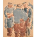 Kay Anderson (20th-21st Century) British. The Fishermen, Lithograph, Signed in pencil, 12.75" x 10.
