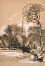 Hugh Boulton (19th-20th Century) British. 'A Church in a Landscape', Gouache, wash and pencil, 9.
