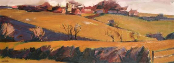 Paul Millichip (1929-2018) British. A Landscape, Oil on canvas, Signed, 15" x 40" (38.1 x 101.7cm)