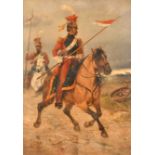 Richard Beavis (1824-1896) British. Garde Imperiale Chevau-Legers Lanciers, Oil on canvas laid down,
