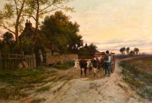 Henry Deacon Hillier Parker (1858-1930) British. "The Parting Day", Oil on canvas, Signed, and