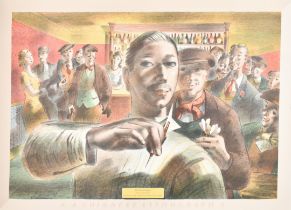 Barnett Freedman (1901-1958) British. "The Darts Champion", Guinness Lithograph, unframed 18.75" x