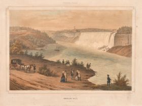 After Augustus Kollner (1813-1906) German. "American Falls, Niagara Falls", Lithograph by Deroy, 7.