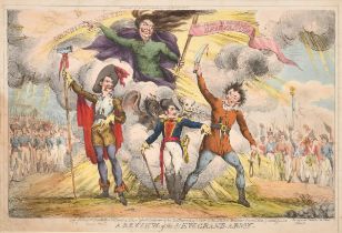 William Heath 'Paul Pry' (1794-1840) British. "A Review of the New Grand Army", Hand coloured