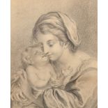 19th Century European School. Madonna and Child, Pencil, 6.75" x 5.5" (17.2 x 14cm)