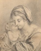 19th Century European School. Madonna and Child, Pencil, 6.75" x 5.5" (17.2 x 14cm)