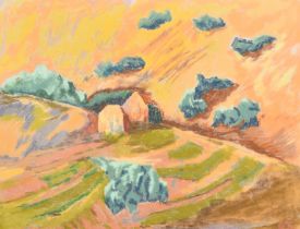 Eardley Knollys (1902-1991) British. 'Provence Landscape', Pastel, Signed with initials, 18.75" x