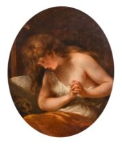 Attributed to John Francis Rigaud (1742-1810) Italian. Mary Magdalene, Oil on copper, Inscribed '