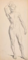 Fortunino Matania (1881-1963) Italian. A Standing Male Nude, Pencil, 15.25" x 7" (38.7 x 17.8cm)