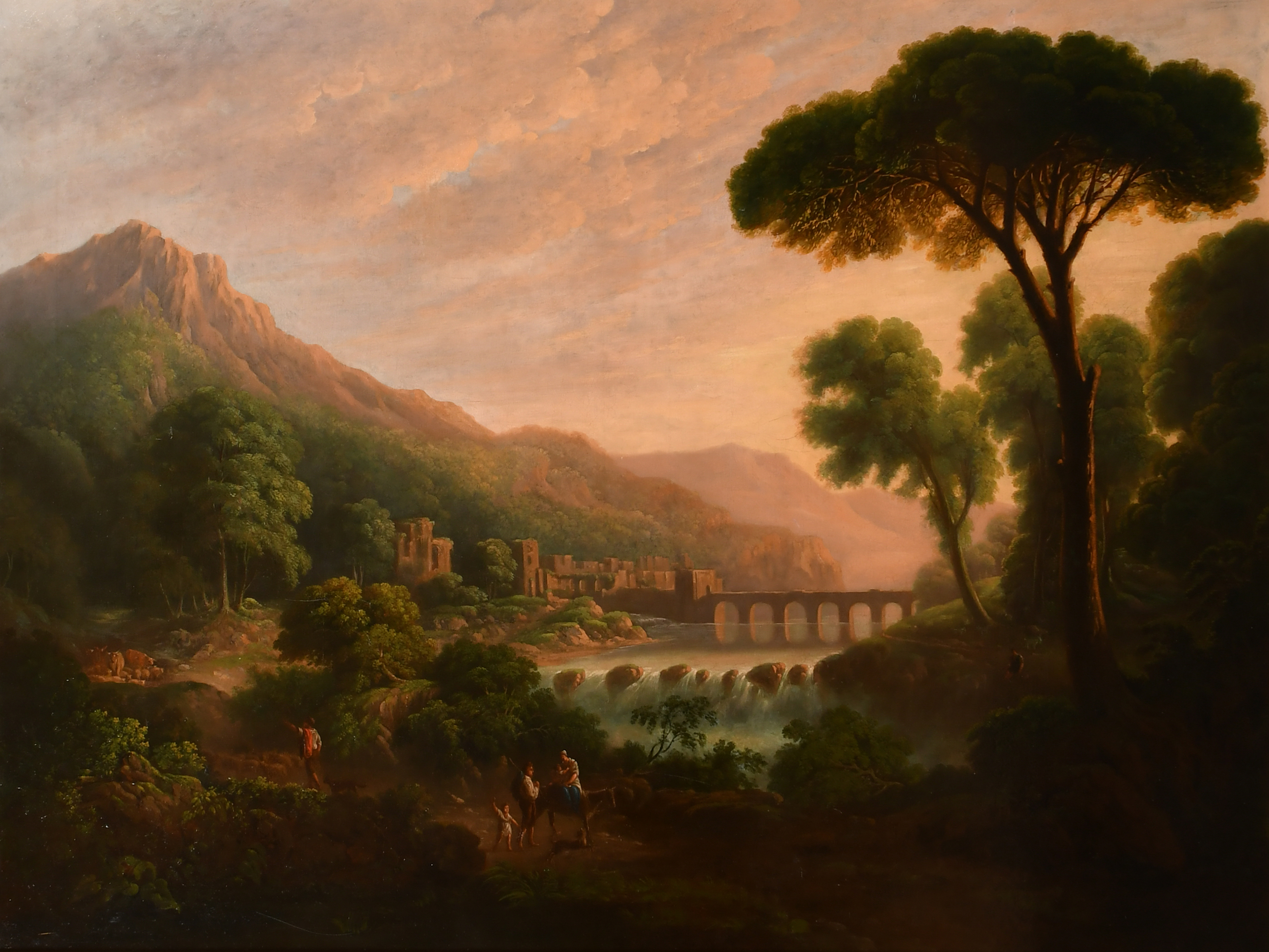 19th Century Italian School. Figures in an Extensive River Landscape, Oil on canvas, 36" x 48" (91.5