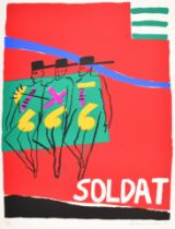 Bruce Mclean (1944-) British. "Soldat (1989)", Screenprint, Signed, numbered 23/75 and dated '89,