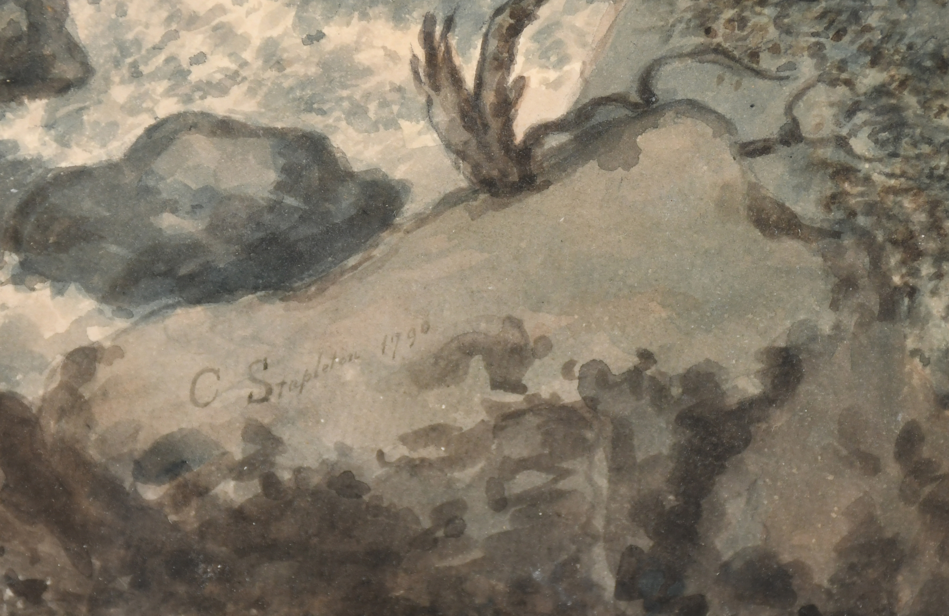 C Stapleton (18th-19th Century) British. "A Hilly Landscape", Watercolour, Signed and dated 1790, - Image 3 of 5