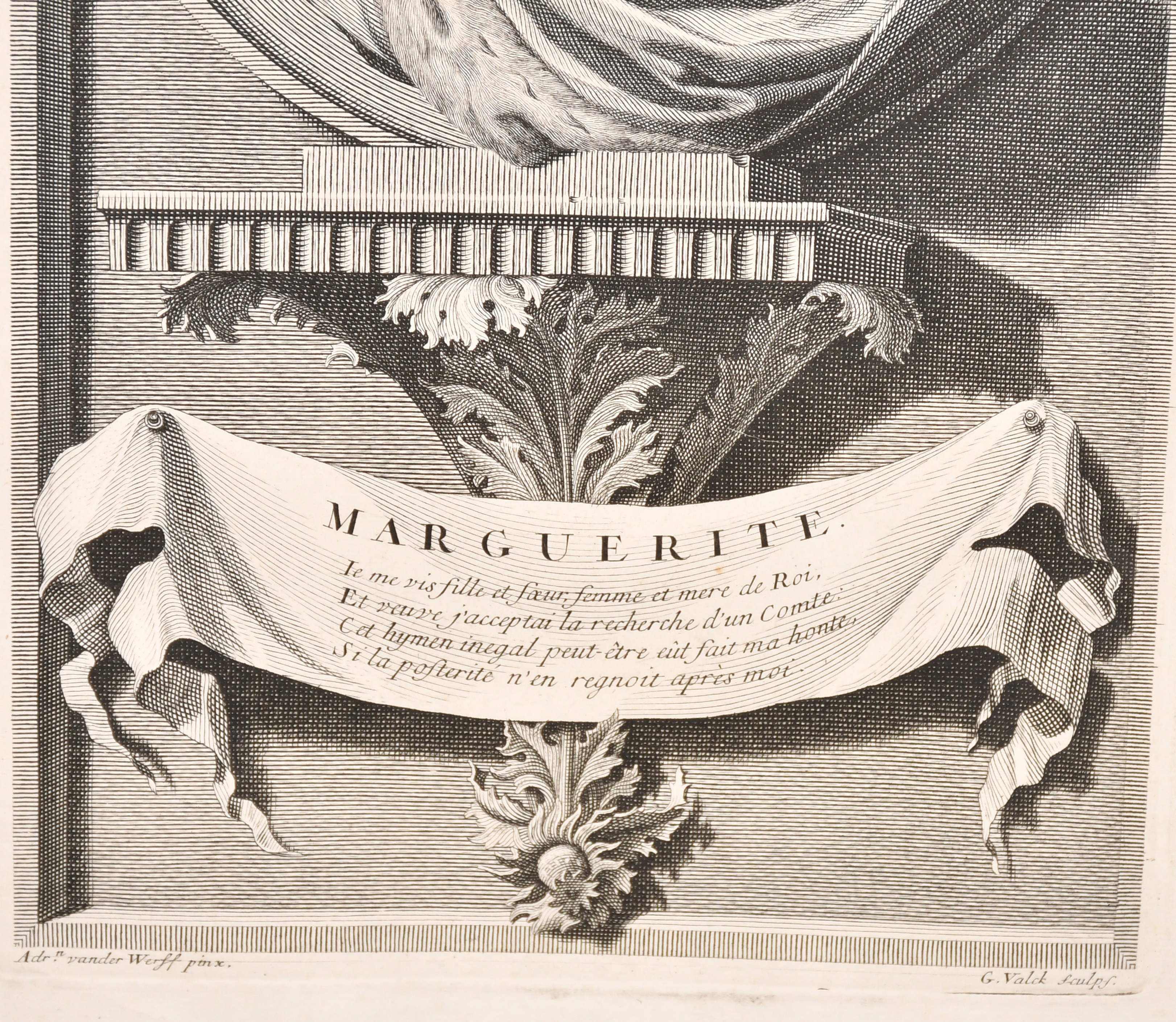 Adrian Vander Werff (1659-1722) Dutch. "Marguerite", Engraved by G Valck, unframed 11.75" x 7" (29.8 - Image 6 of 6