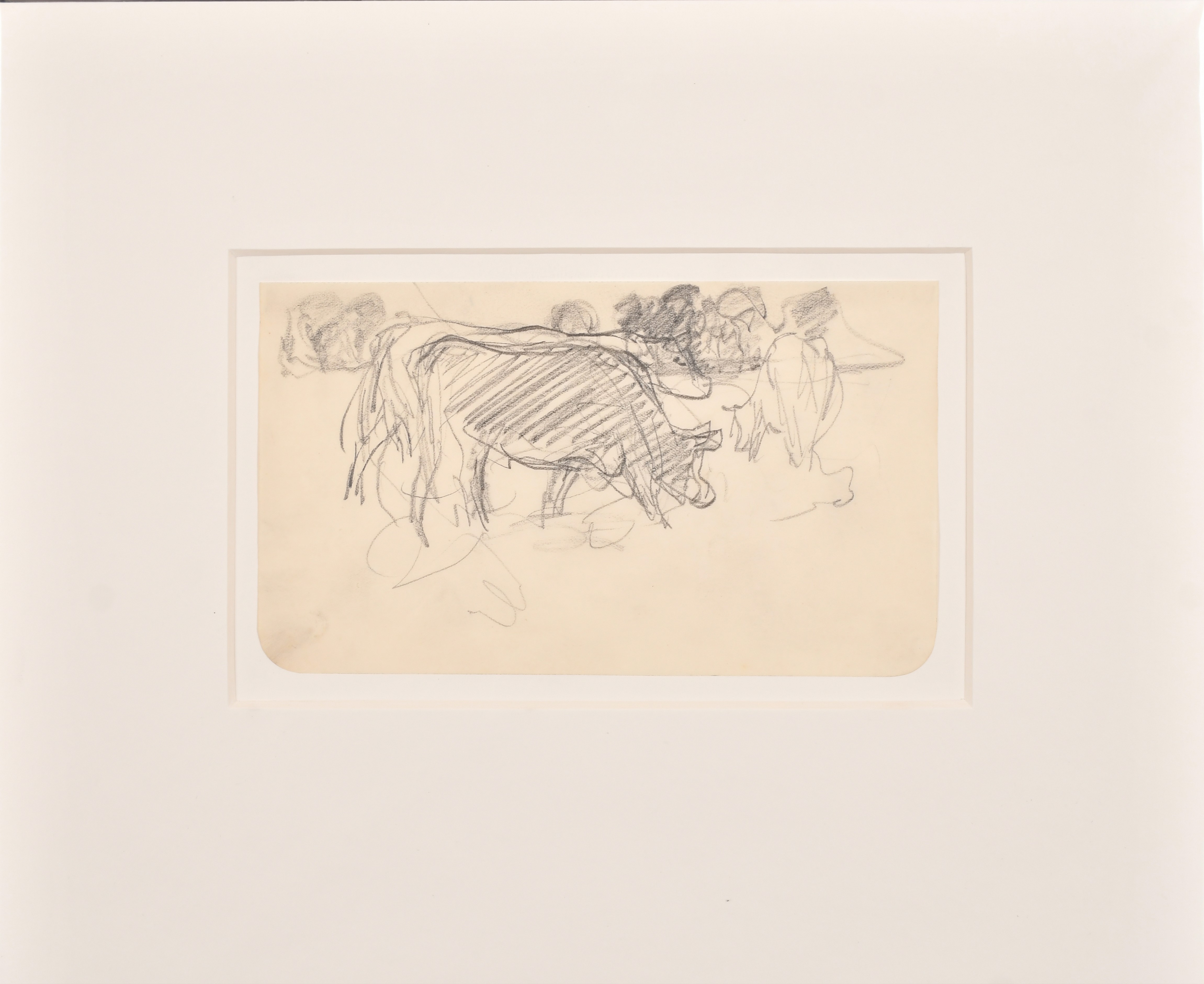 Harry Becker (1865-1928) British. "Man Milking", Pencil from a sketchbook, Inscribed on a label - Image 4 of 5