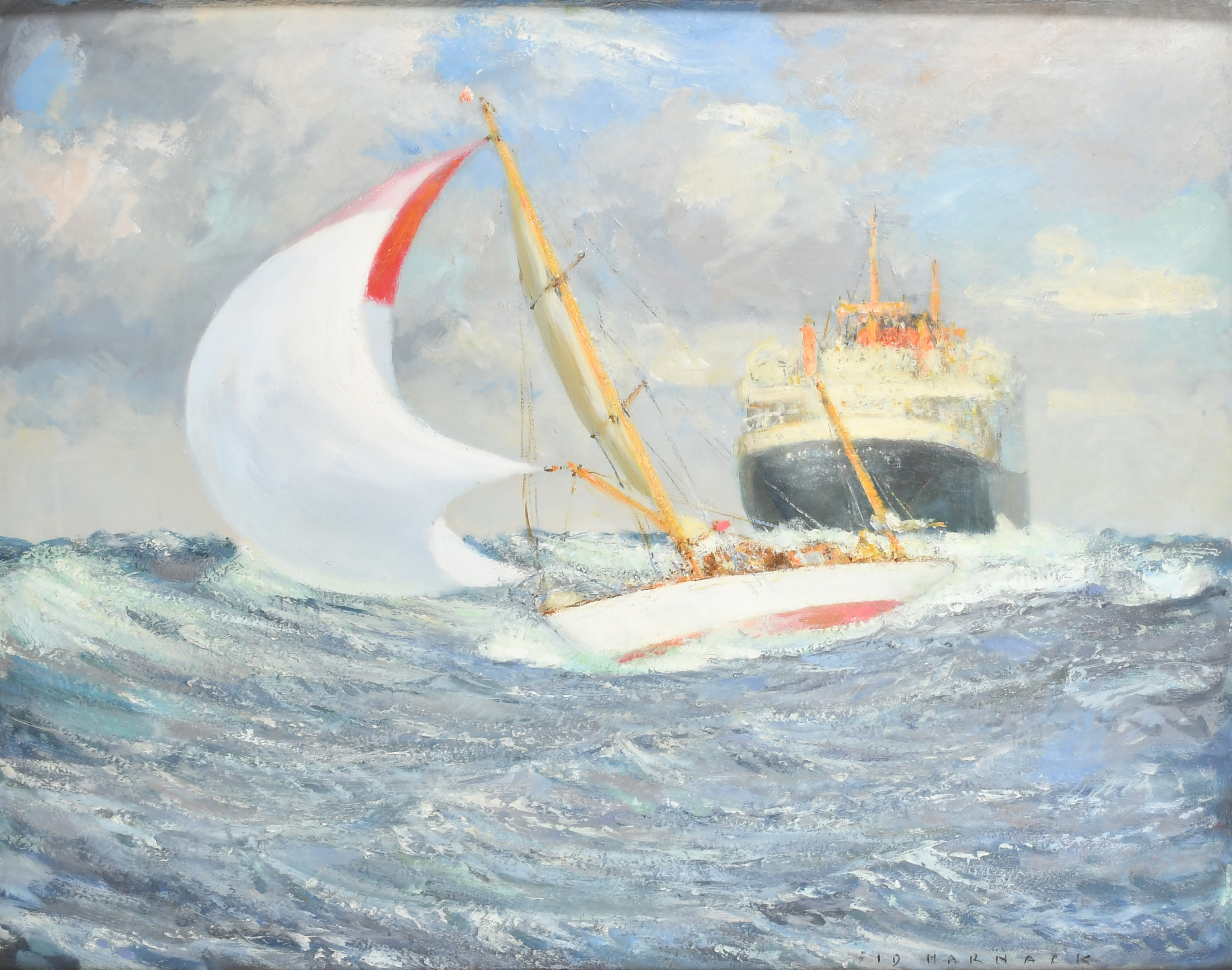 Frederick Bertrand 'Fid' Harnack (1897-1983) British. "Cruising", Oil on board, Signed, 23.5" x 29.