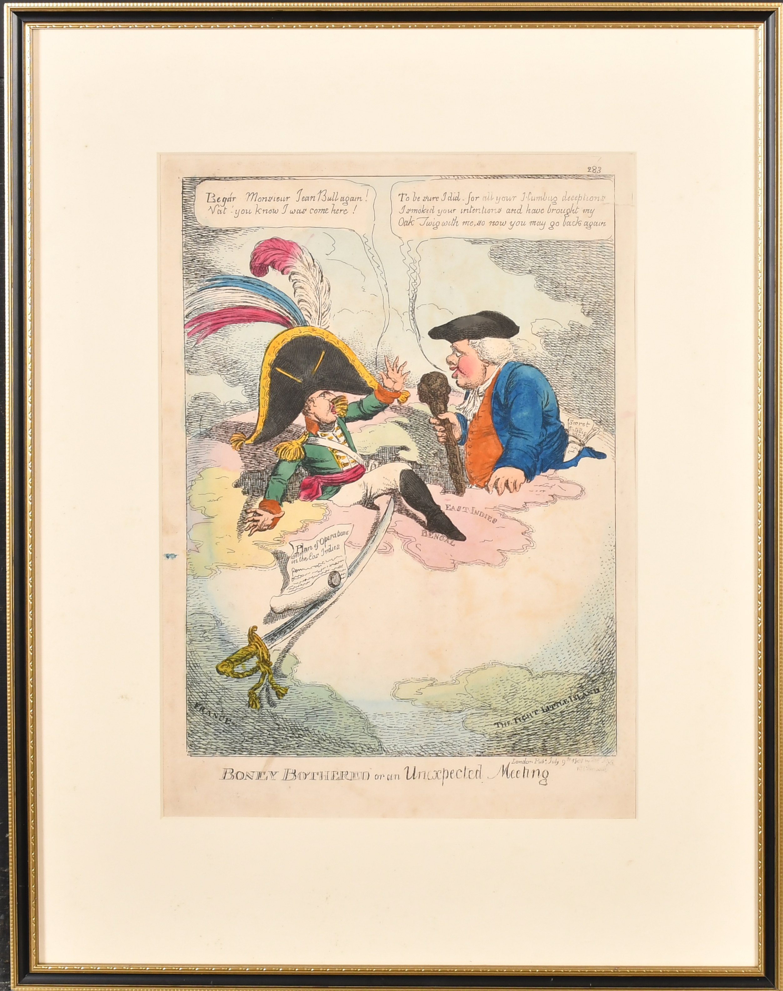 Charles Williams (act.1787-1830) British. "Boney Bothered or An Unexpected Meeting", Hand coloured - Image 2 of 5